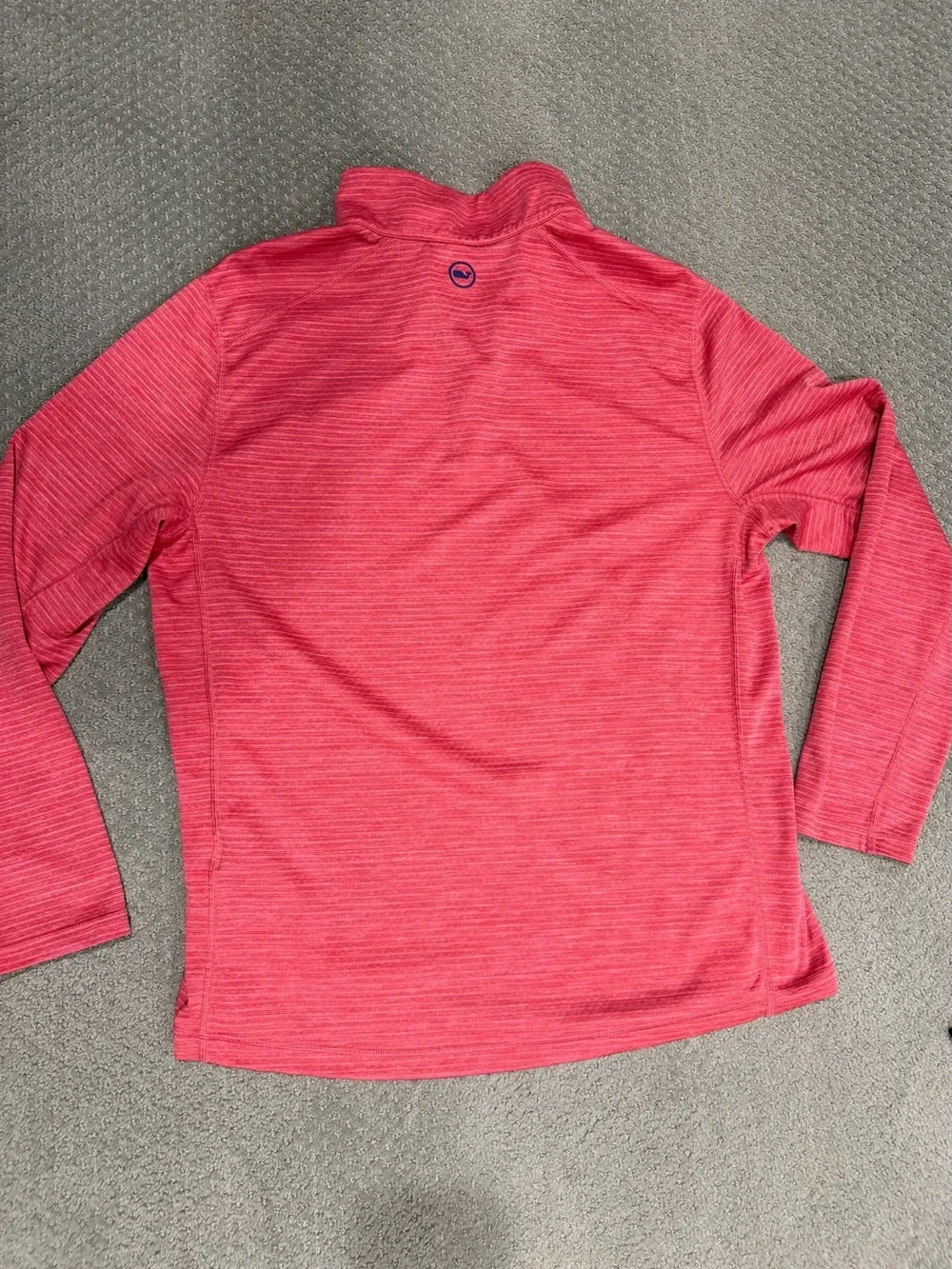 Vineyard Vines Coral Pink Performance Striped Quarter-Zip Pullover